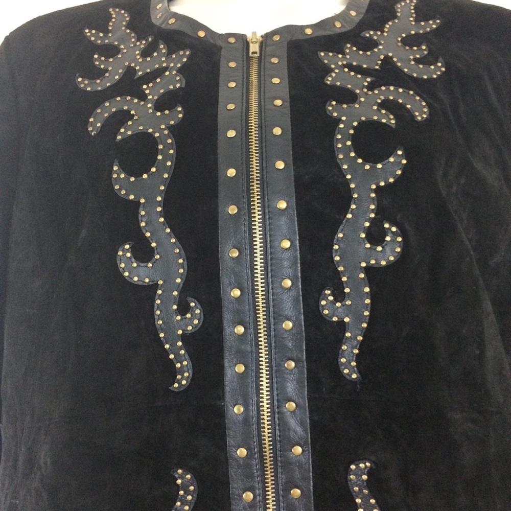 Linea Leather & Suede Zip Front Studded Jacket - Picture 2 of 5